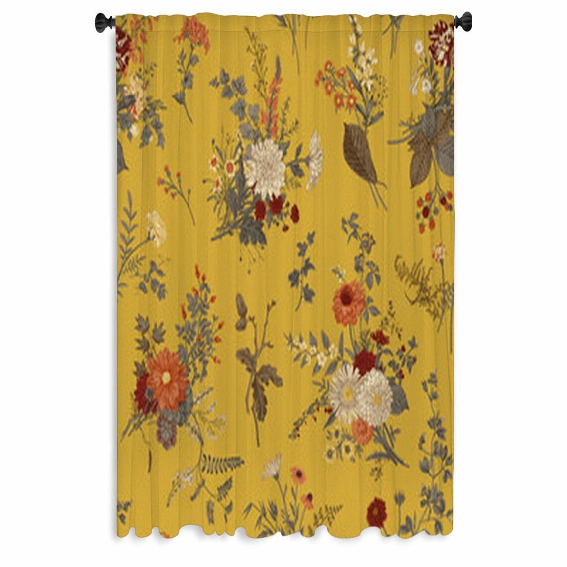 Yellow Window Curtains Yellow Toile Pattern Drapes Toile Etsy