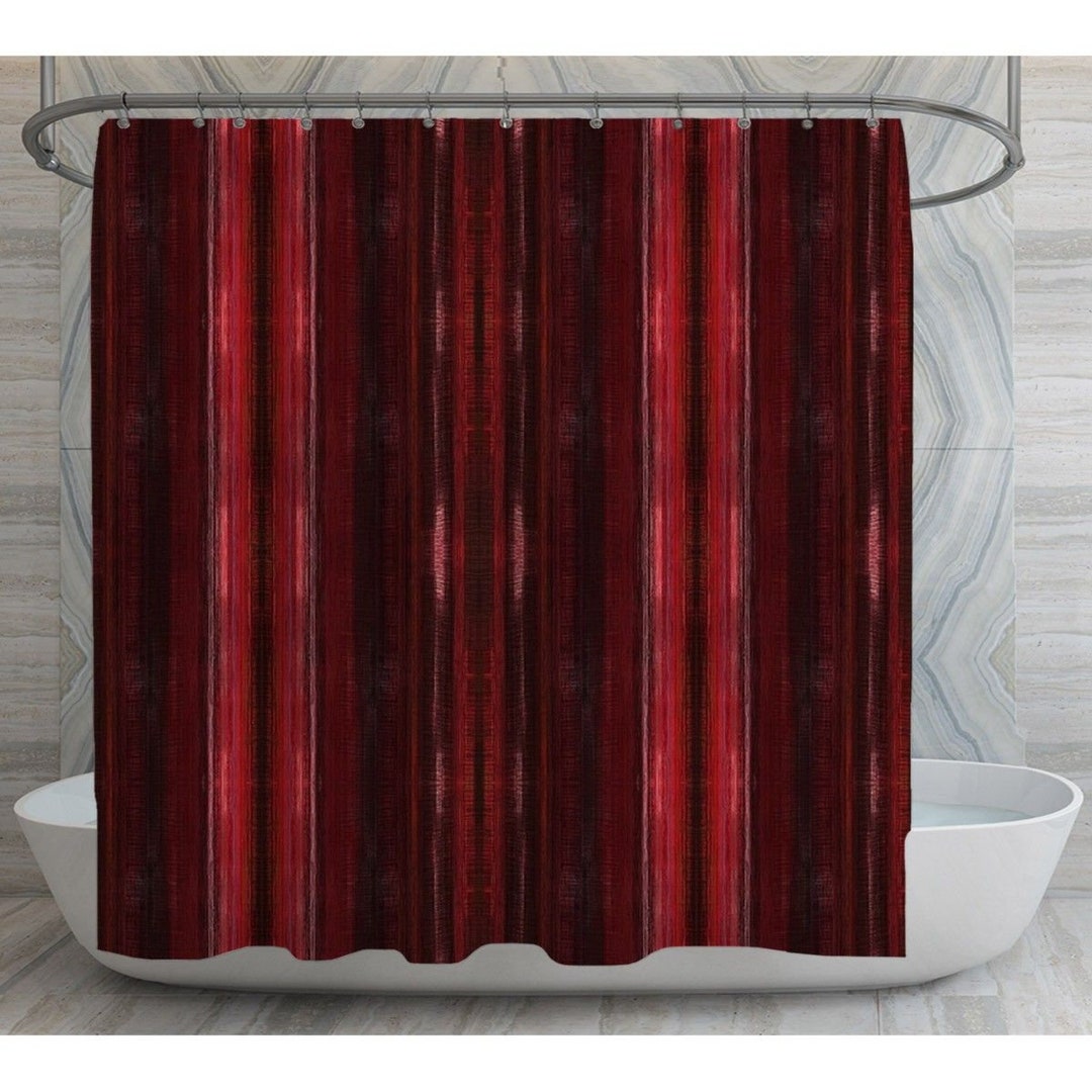 Red Stripe Shower Curtains Painted Vertical Lines Print Shower Curtain