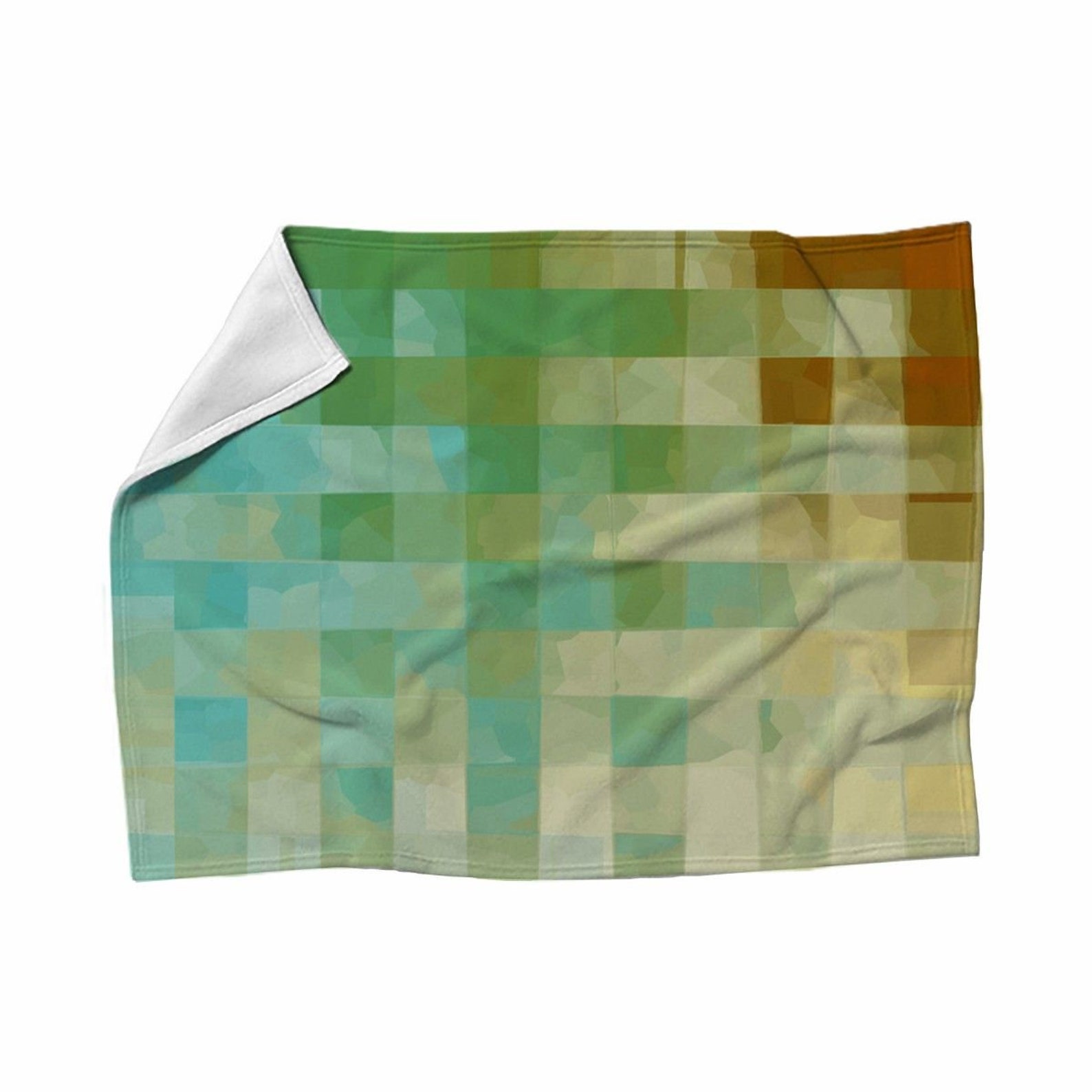 Green Blankets Abstract Throw Blanket Green Checkered Etsy