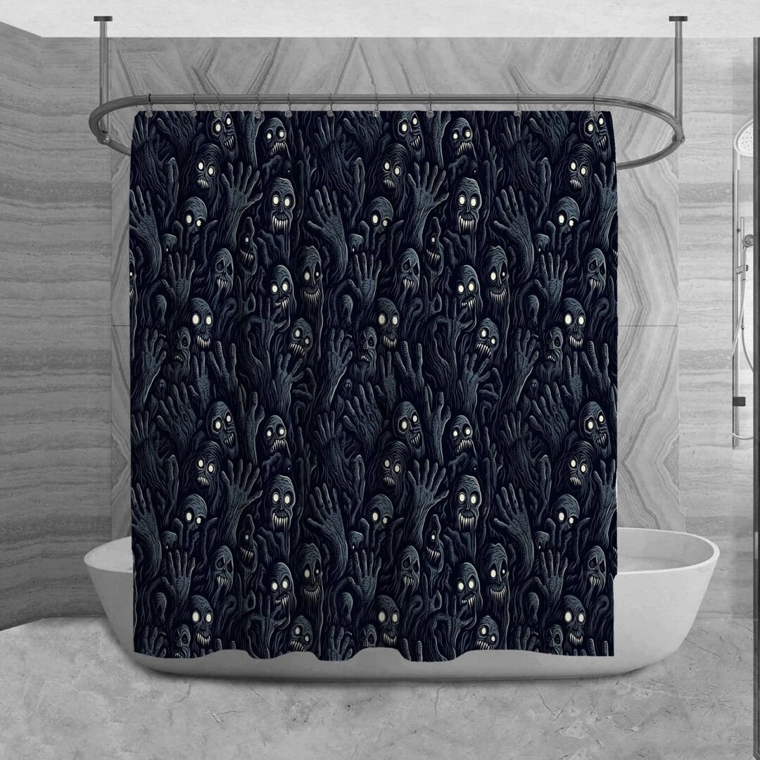 Scary Shower Curtain Spooky Halloween Bathroom Decor Ghost Etsy