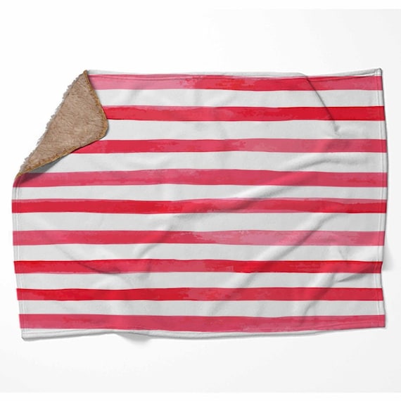Striped Blanket Striped Throw Blanket Red And White Blanket Etsy