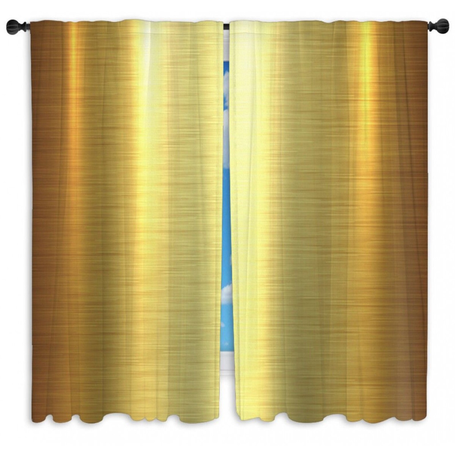 Metallic Window Curtains Shiny Metal Print Curtains Gold Etsy