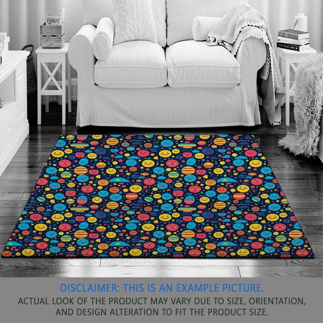 Emoji Rug Smiley Face Rugs Yellow Smiley Area Rug Cartoon - Etsy