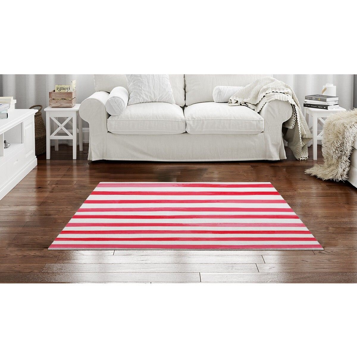 Red And White Striped Area Rug Red And White Rugs Striped Etsy