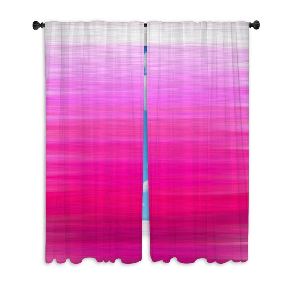 Pink Ombre Window Curtains Gradient Hot Pink To White Etsy