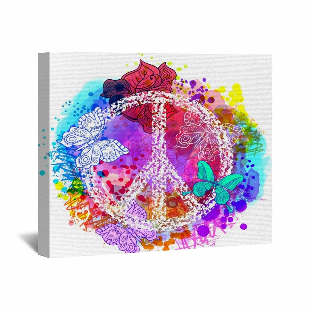Peace Sign Canvas Wall Art Peace Sign Wall Art Peace Sign Etsy