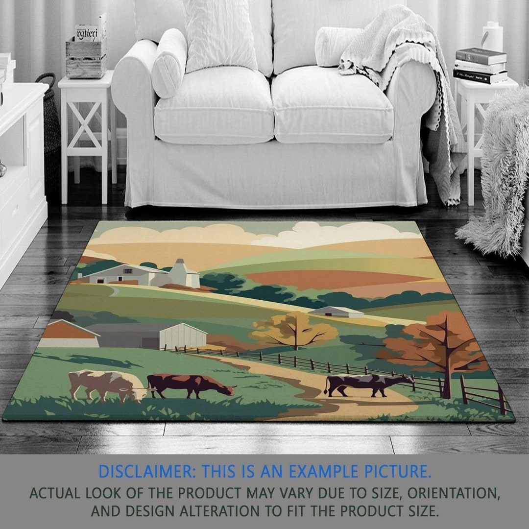 Cow Rug Contemporary Rugs Farm Animal Area Rug Barn Cows Etsy