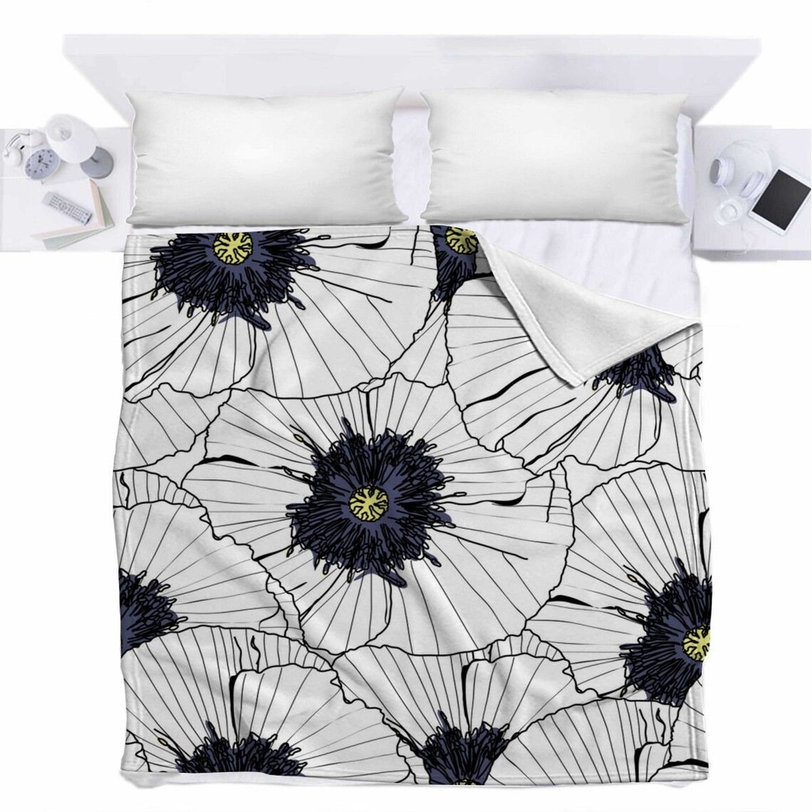 Black And White Floral Bedding Black And White Floral Etsy
