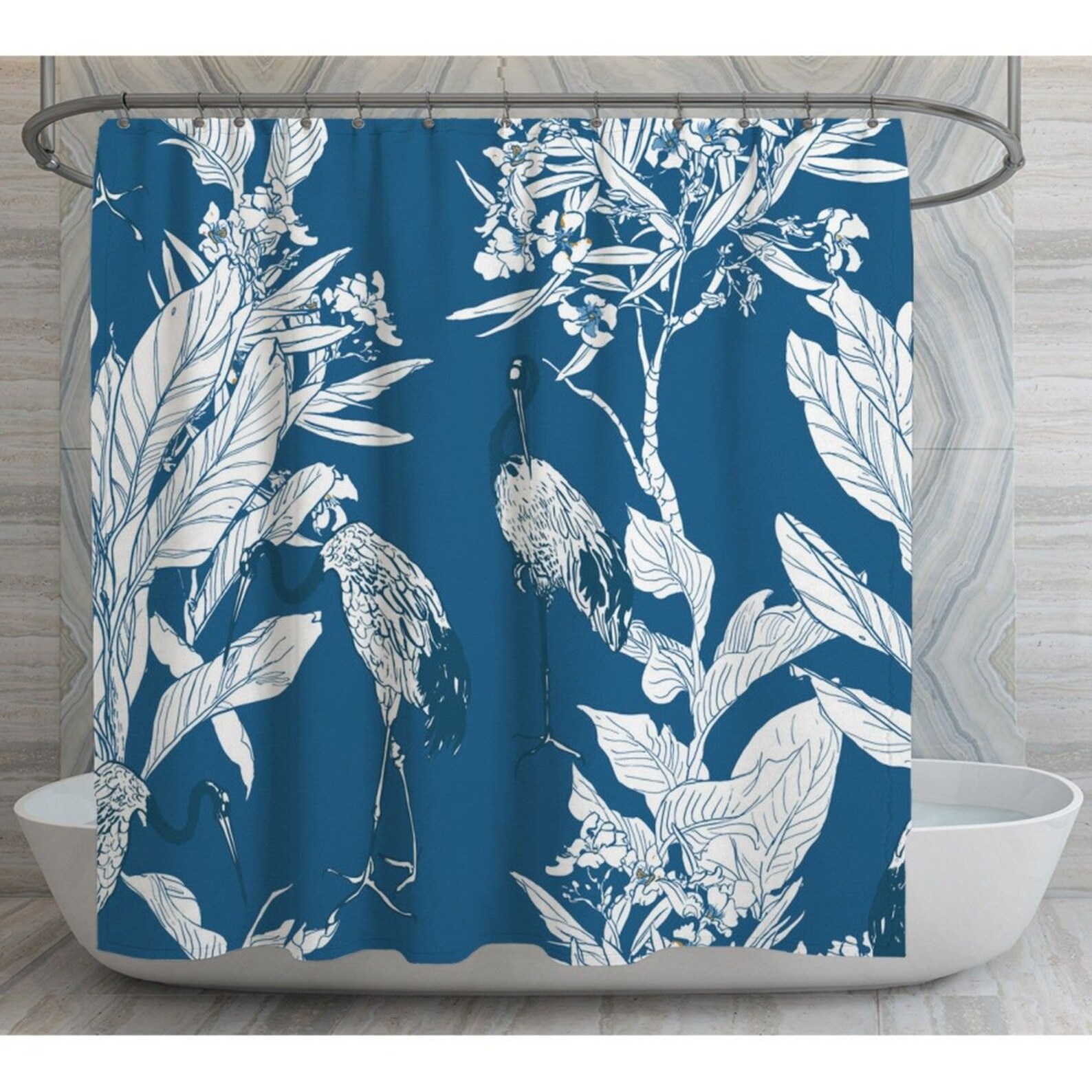 Blue And White Shower Curtains Blue And White Toile Pattern Etsy
