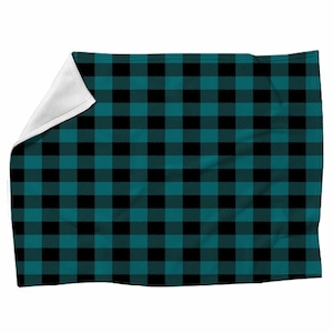 Checkered Blankets Classic Checked Pattern Fleece Blanket Teal Blanket Black Bedspread Plaid Throw Blanket