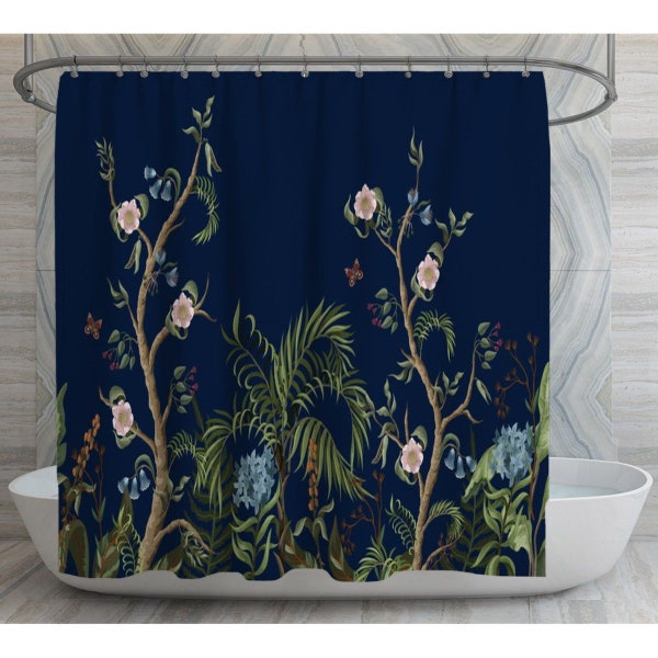 Navy Shower Curtain Etsy