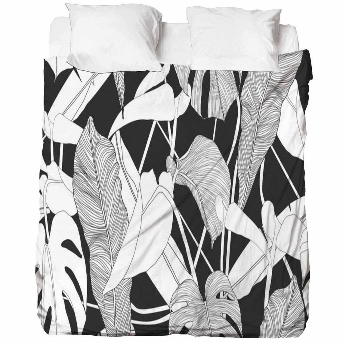 Black And White Bed Sheets White And Black Bedding Dark Gray | Etsy