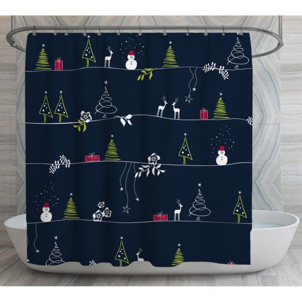 Christmas Shower Curtain Sets Etsy