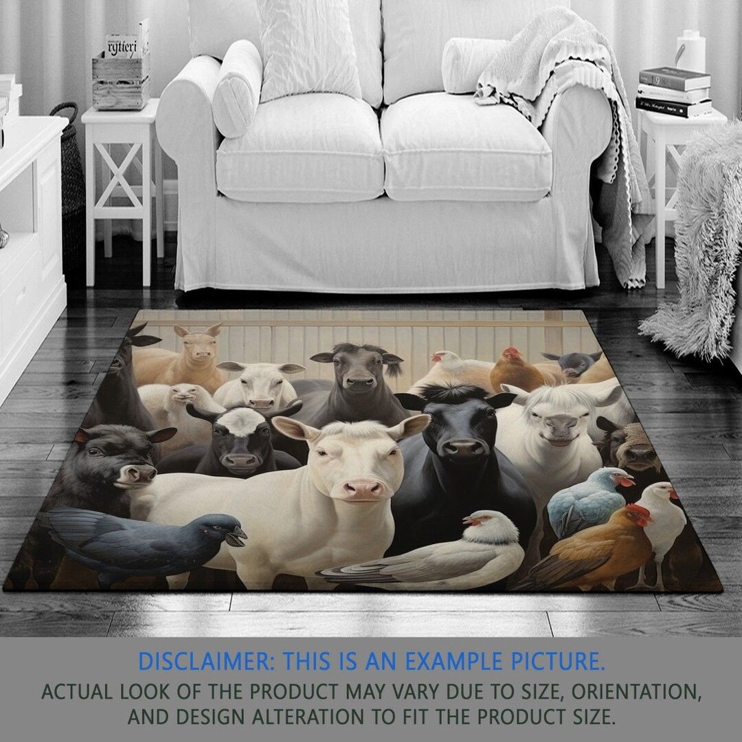 Farm Animal Rug, Wildlife Rugs, Farmlife Area Rug, Country Living Room ...