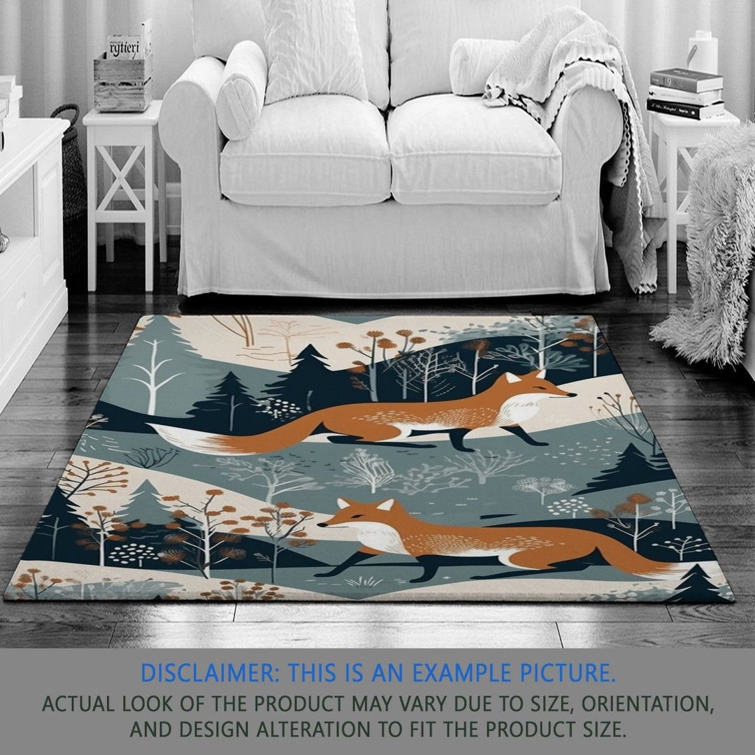 Foxes Rug Woodland Rugs Red Fox Area Rug Forest Animal Etsy