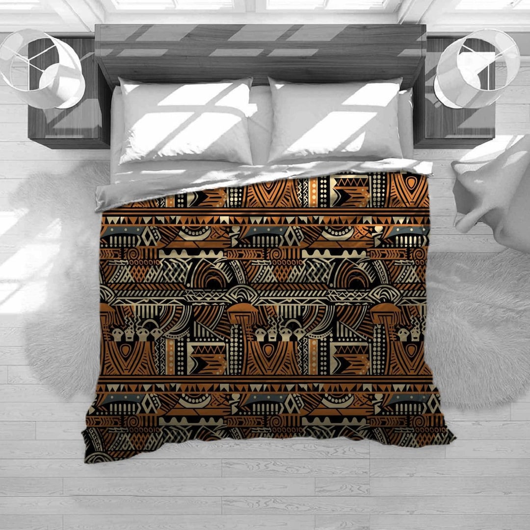 African Bedding Brown Ethnic Bedding Set Bohemian Comforter Etsy
