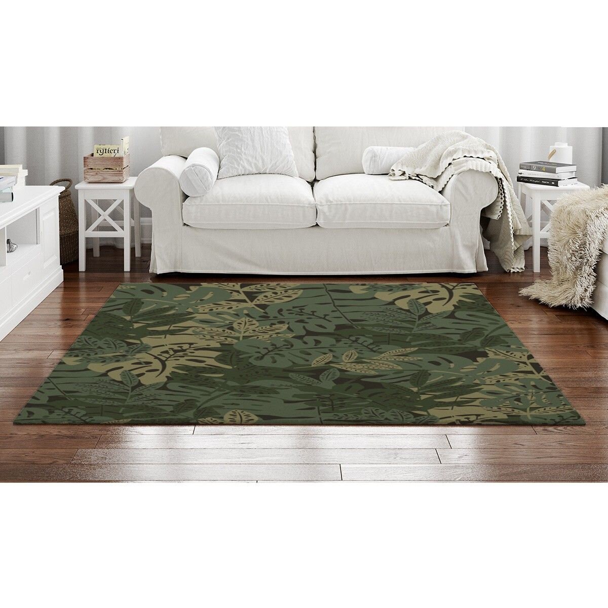 Olive Rugs Camouflage Leaves Pattern Area Rug Olive Green Etsy