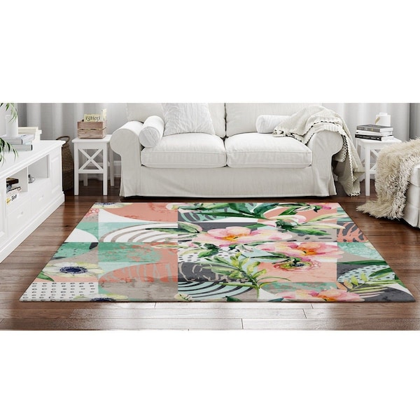 Pink And Green Shell Rug Pink and Green Rug - Etsy