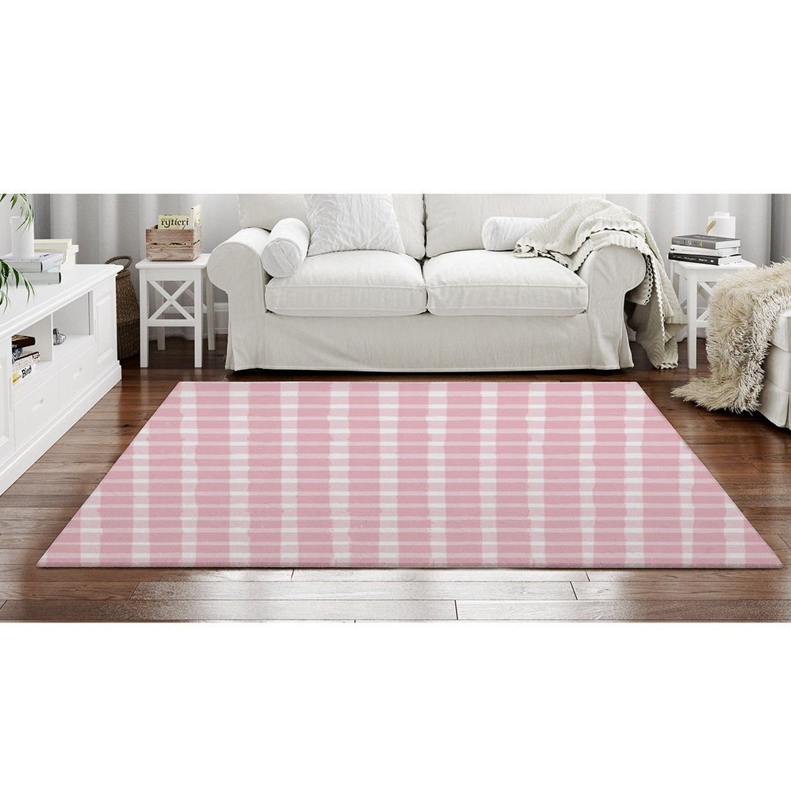 Pink Rugs Pastel Area Rug Pink Checkered Area Rugs Etsy