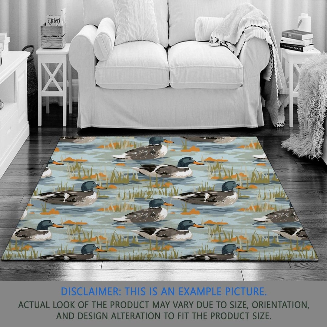 Duck Rug Cute Ducks Rugs Farmhouse Area Rug Cottage Living Etsy
