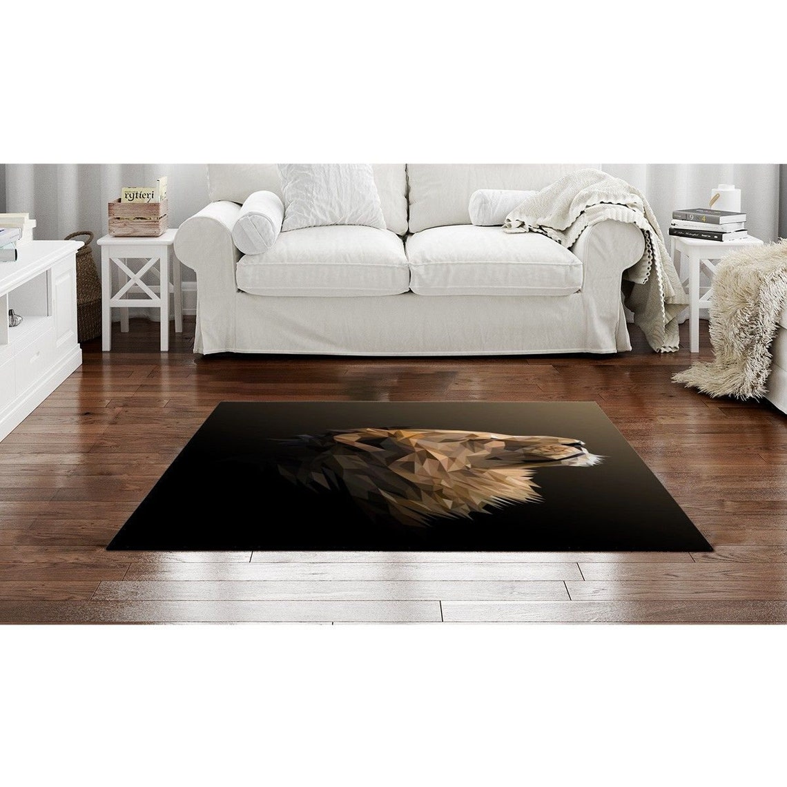 Lion Area Rug Lion Rug Geometric Area Rug Animal Area Rugs Etsy