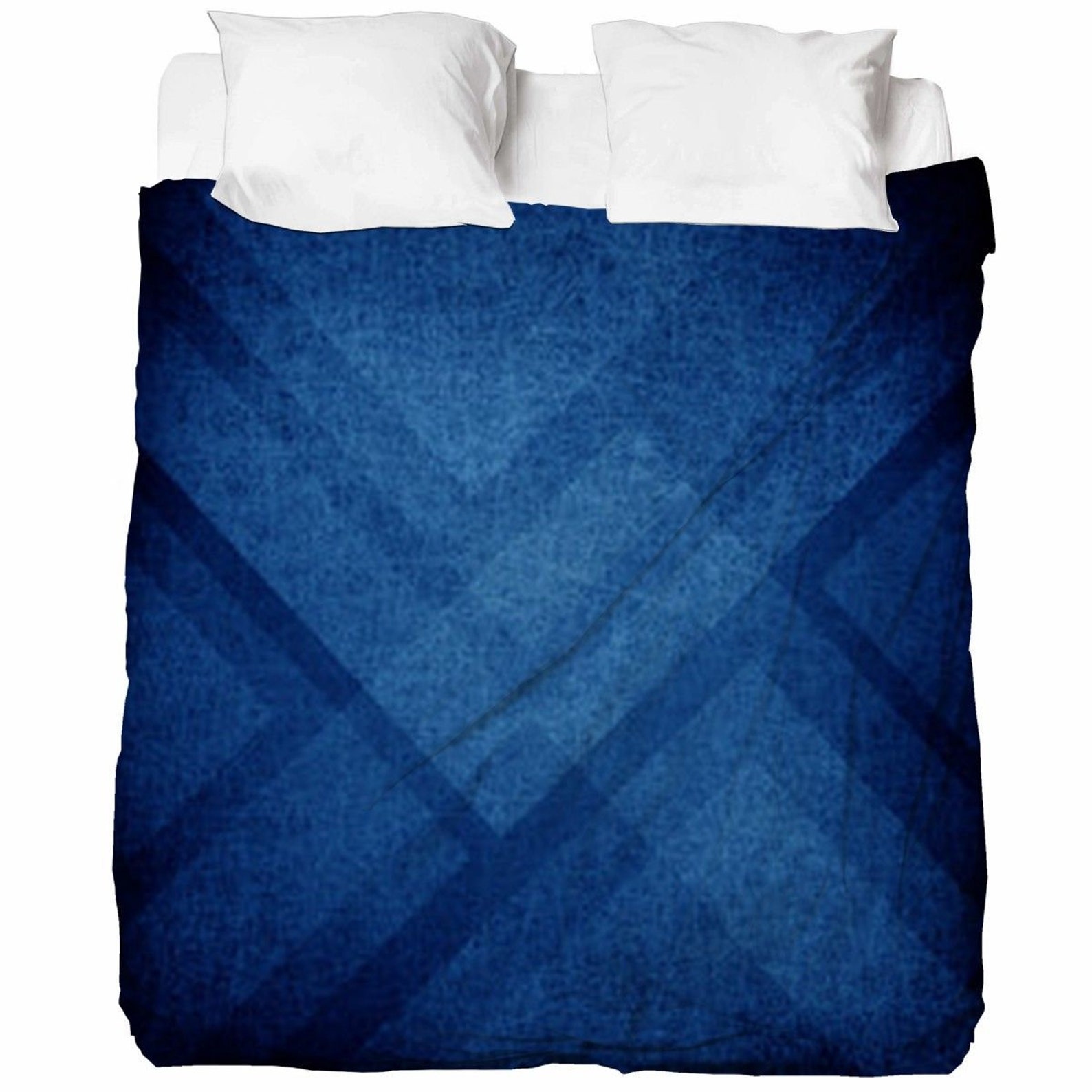 Blue Geometric Bed Sheet Blue Bed Sheets Dark Blue Bedding Etsy
