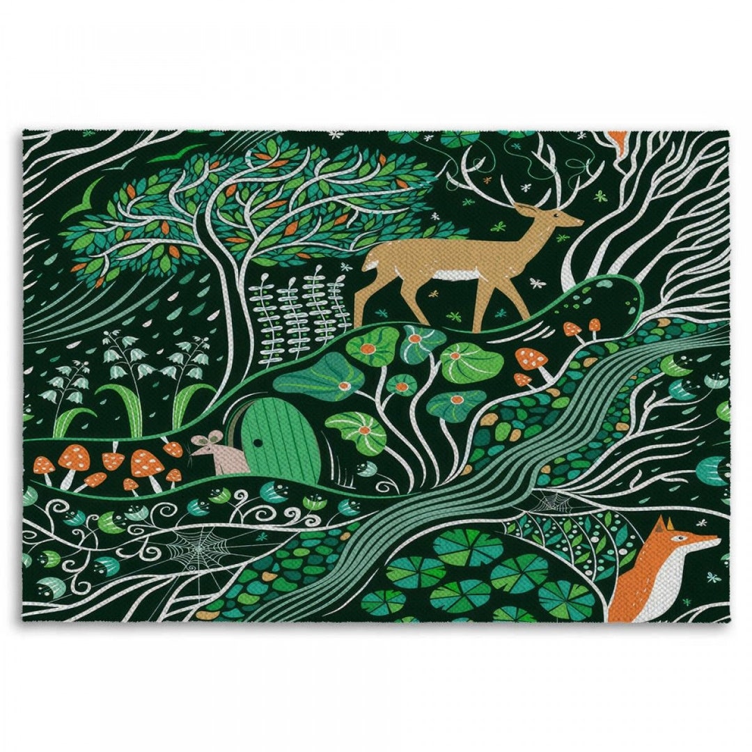 Woodland Rug Forest Rugs Wildlife Area Rug Nature Living Etsy