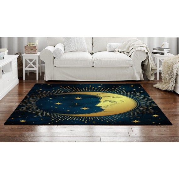 Moon Rugs Half Moon Area Rugs Crescent Moon Area Rug Dark Etsy