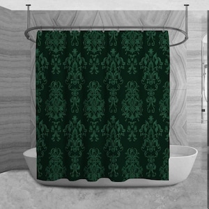 Emerald Green Damask Shower Curtain: Vintage Style Bathroom Decor