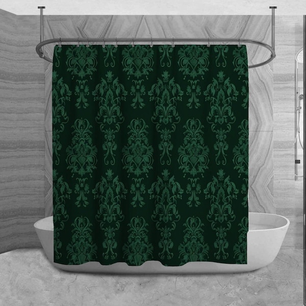 Emerald Green Shower Curtains Vintage Shower Curtain Emerald Green Damask Pattern Shower Curtains Emerald Green Bathroom Decor