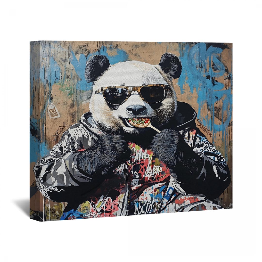 Graffiti Panda Wall Art, Urban Street Style Canvas Wrap Home Decor - Etsy
