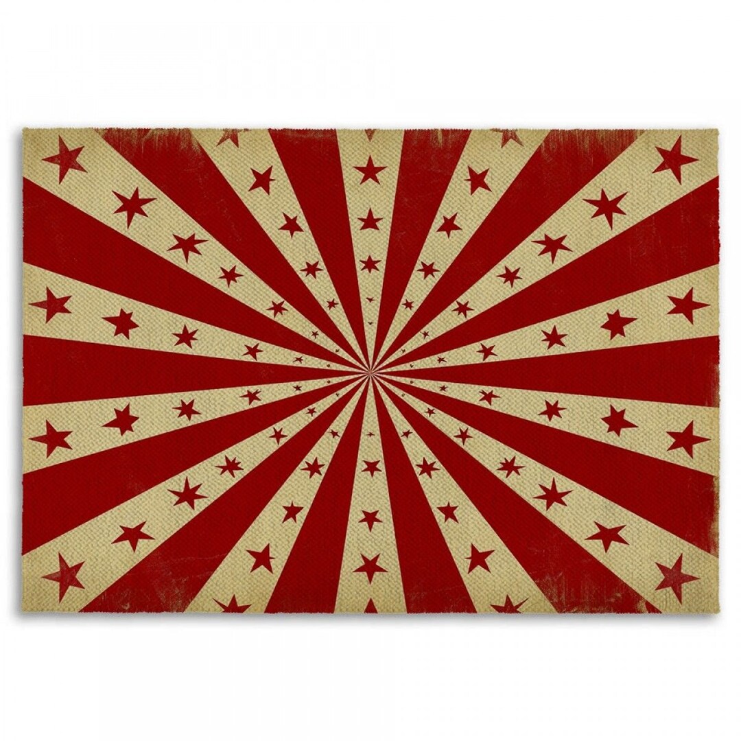 Retro Stripe and Star Poster Rug Vintage Stripe Area Rugs Red and Cream ...