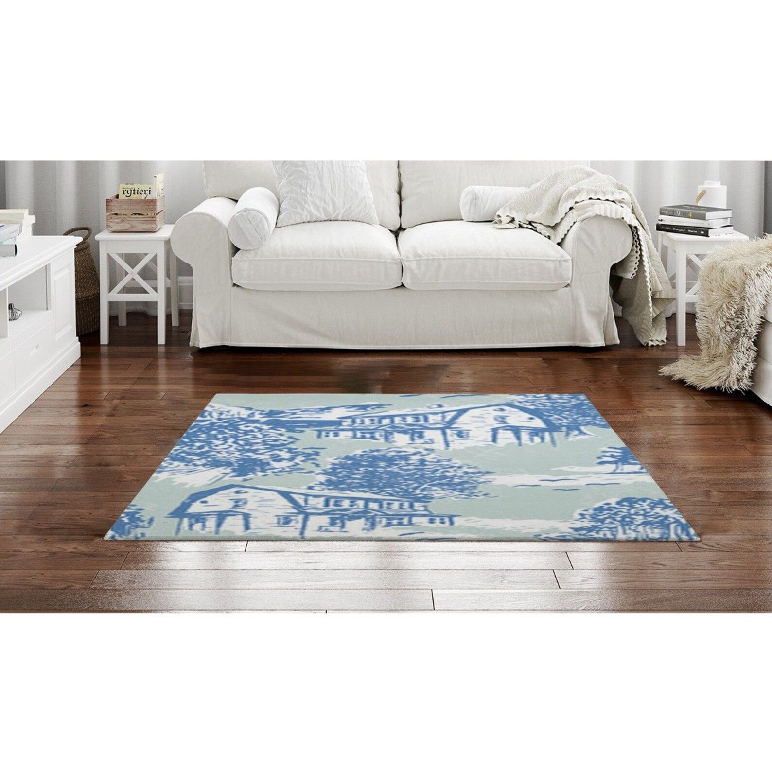 Blue toile rugs toile pattern rugs toile area rugs blue and Etsy