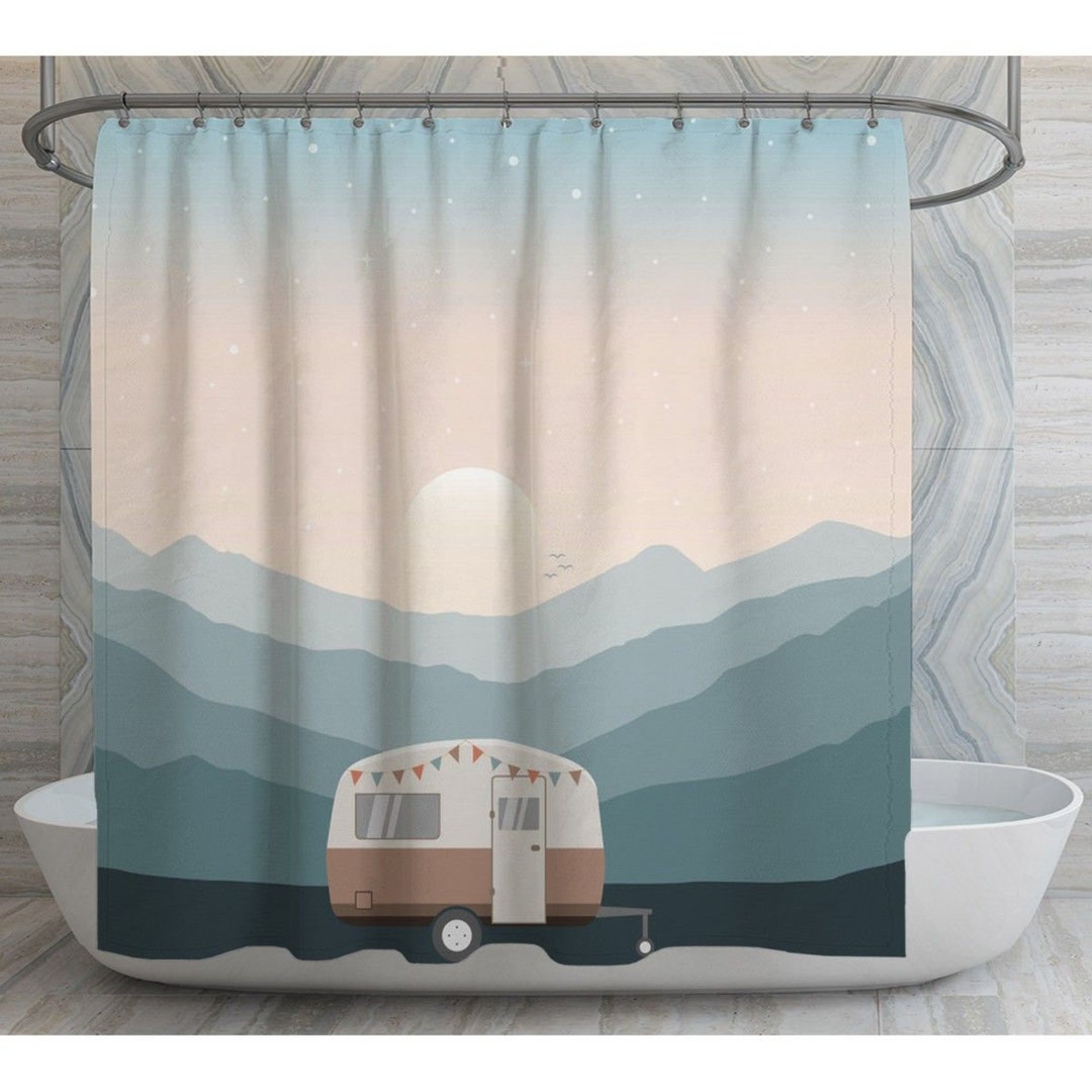 Camping Shower Curtains Camper in the Mountains Shower Curtain Etsy