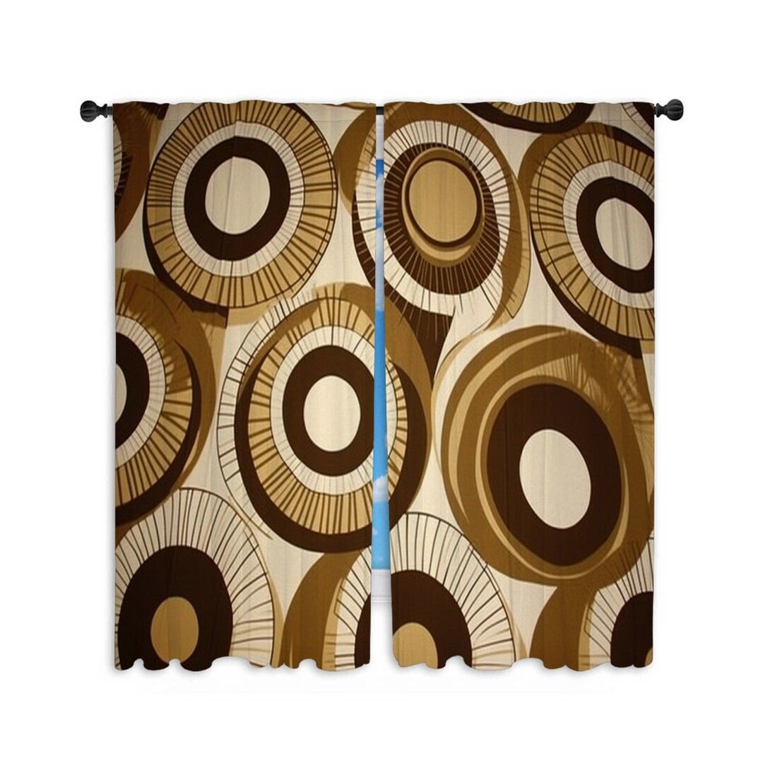 Retro Window Curtain, Mid Century Modern Curtains, Vintage Curtain
