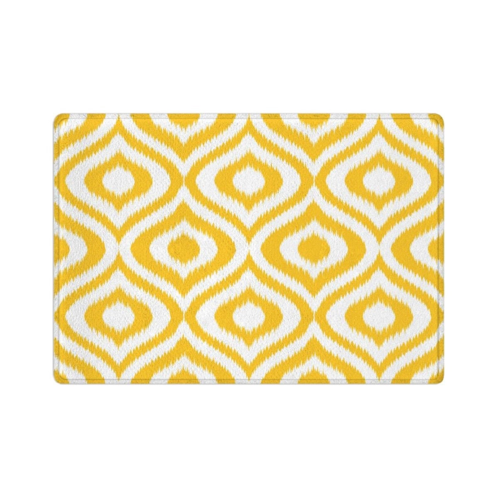White and yellow bath mat white and yellow ikat bath mat Etsy