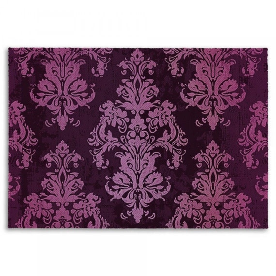 Deep Purple Rugs Burgundy Large Area Rugs Vintage Damask Decorative Rug  Damask Mat Rug Baroque Style Carpets French Country Floor Cover - Etsy UK