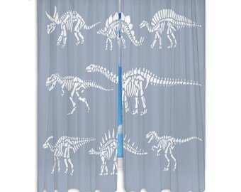 Dinosaur Skeleton Curtains: Kids Dino Drapes with Eco-Friendly Dye