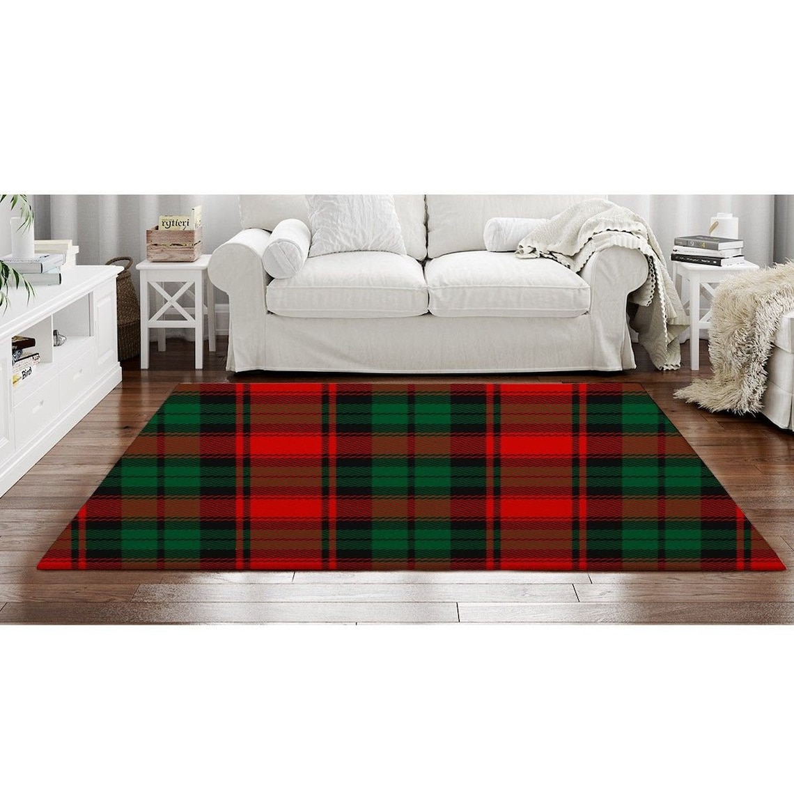 Green and Red Rugs Green Plaid Rug Green and Red Plaid Area Etsy UK