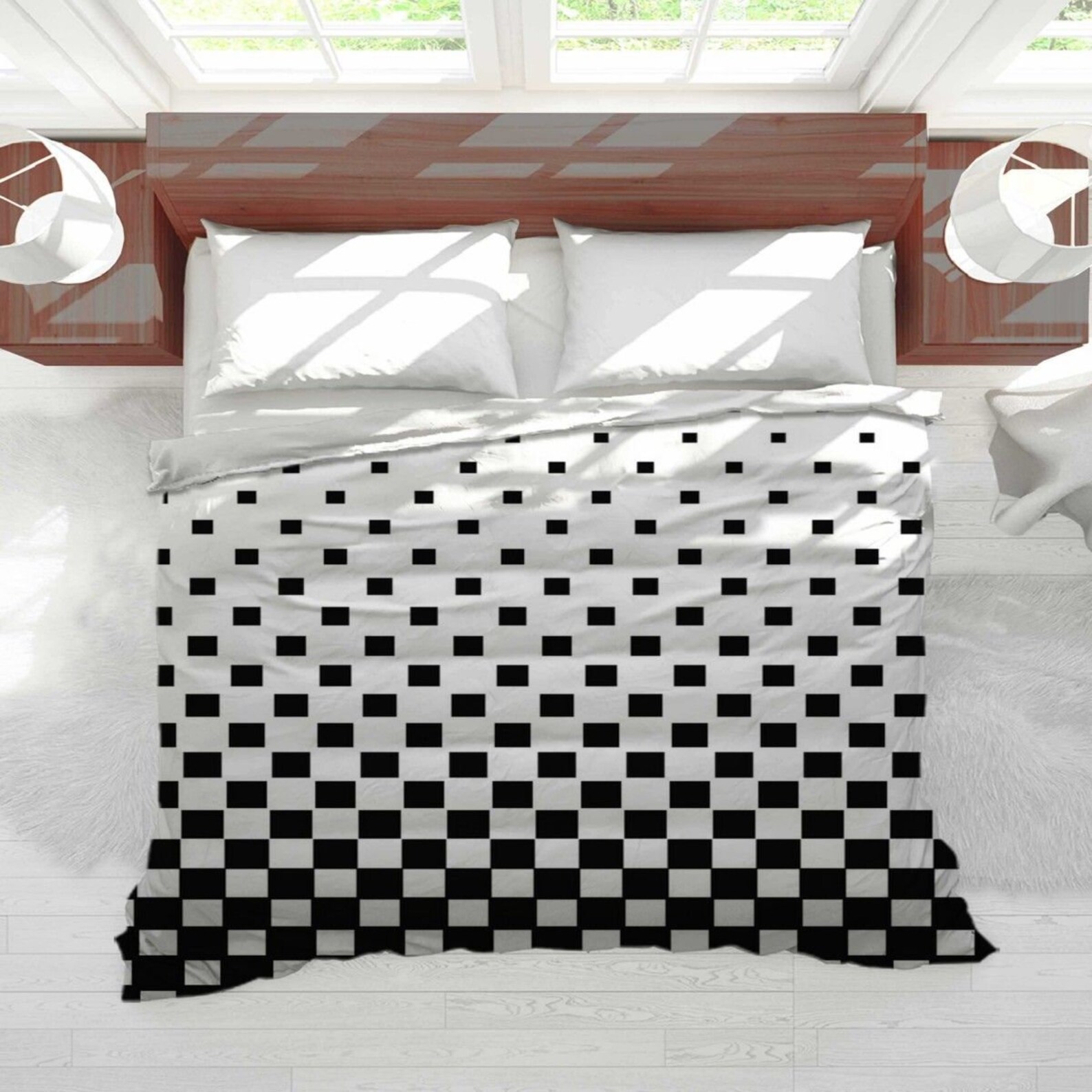 Black And White Checkered Comforter Checkered Pattern Etsy