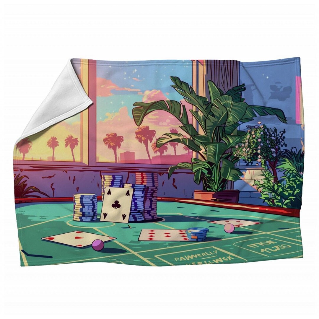 Casino Poker Pattern Print Hooded Blanket
