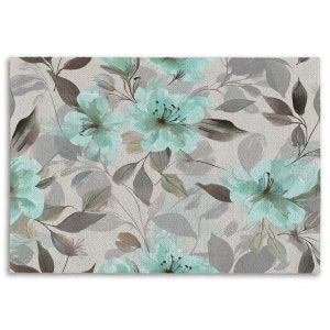 Floral Rugs Mint Colored Flowers On Gray Rug Flowers Area Rug Gray Area Rug Mint Green Rug Gray Rugs For Living Room