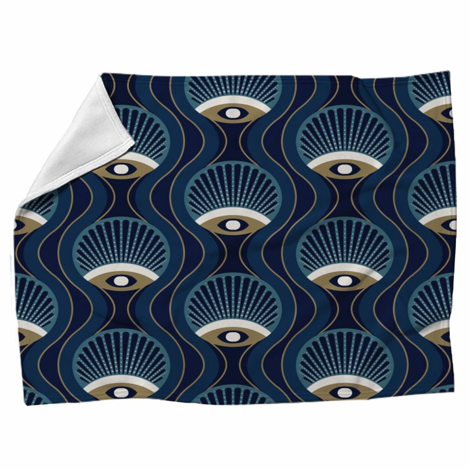 Art Deco Blankets Abstract Circles And Waves Fleece Etsy