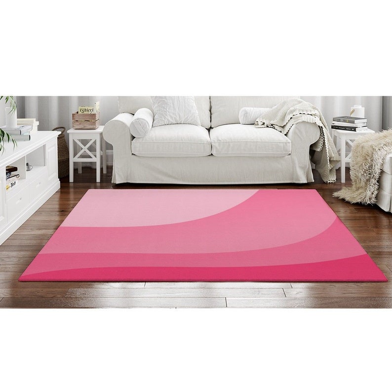 Abstract Waves Rug Contemporary Area Rugs Pink Area Rugs Etsy