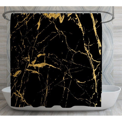 Black and Gold Damask Shower Curtains Damask Shower Curtain Etsy
