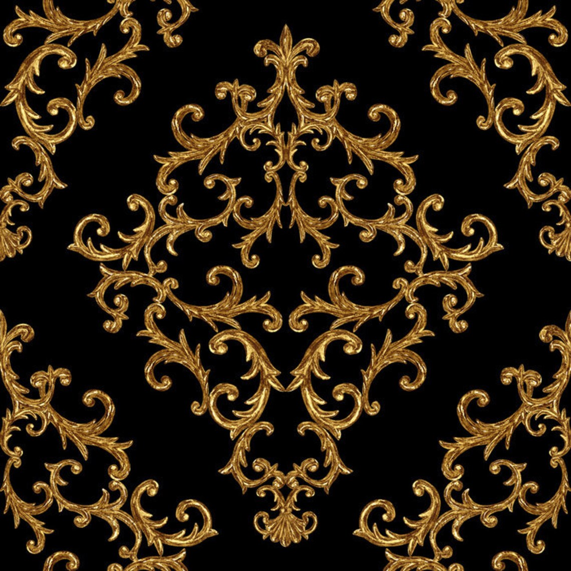 Black and Gold Damask Blankets Damask Pattern Fleece Blanket Etsy