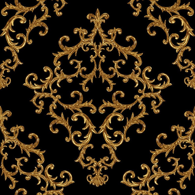 Black and Gold Damask Blankets Damask Pattern Fleece Blanket Etsy