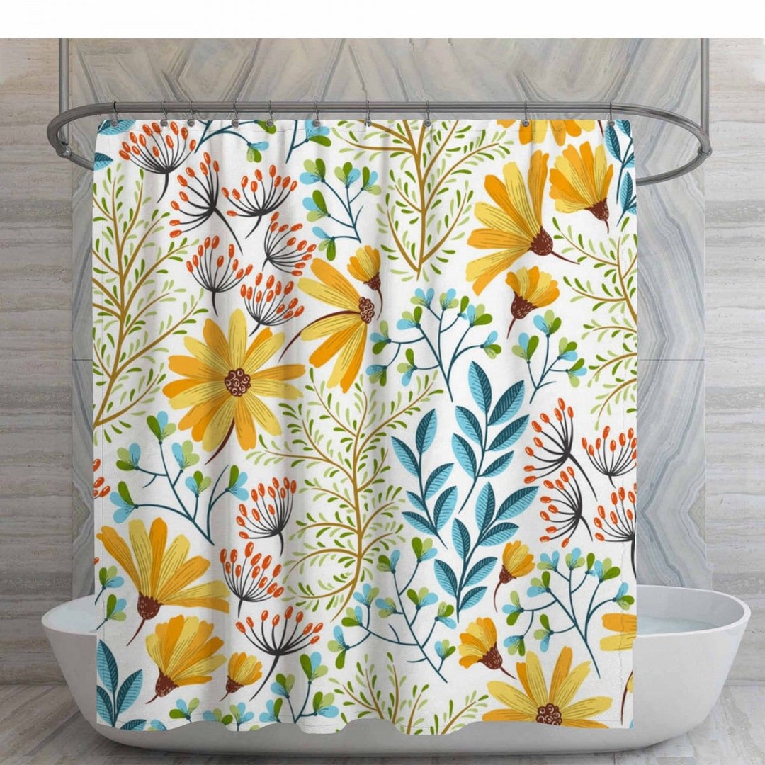 Flower Pattern Shower Curtains Spring Floral Shower Curtain