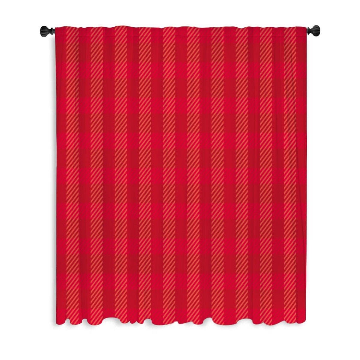 Checkered Window Curtains Minimalist Checked Curtains Red | Etsy