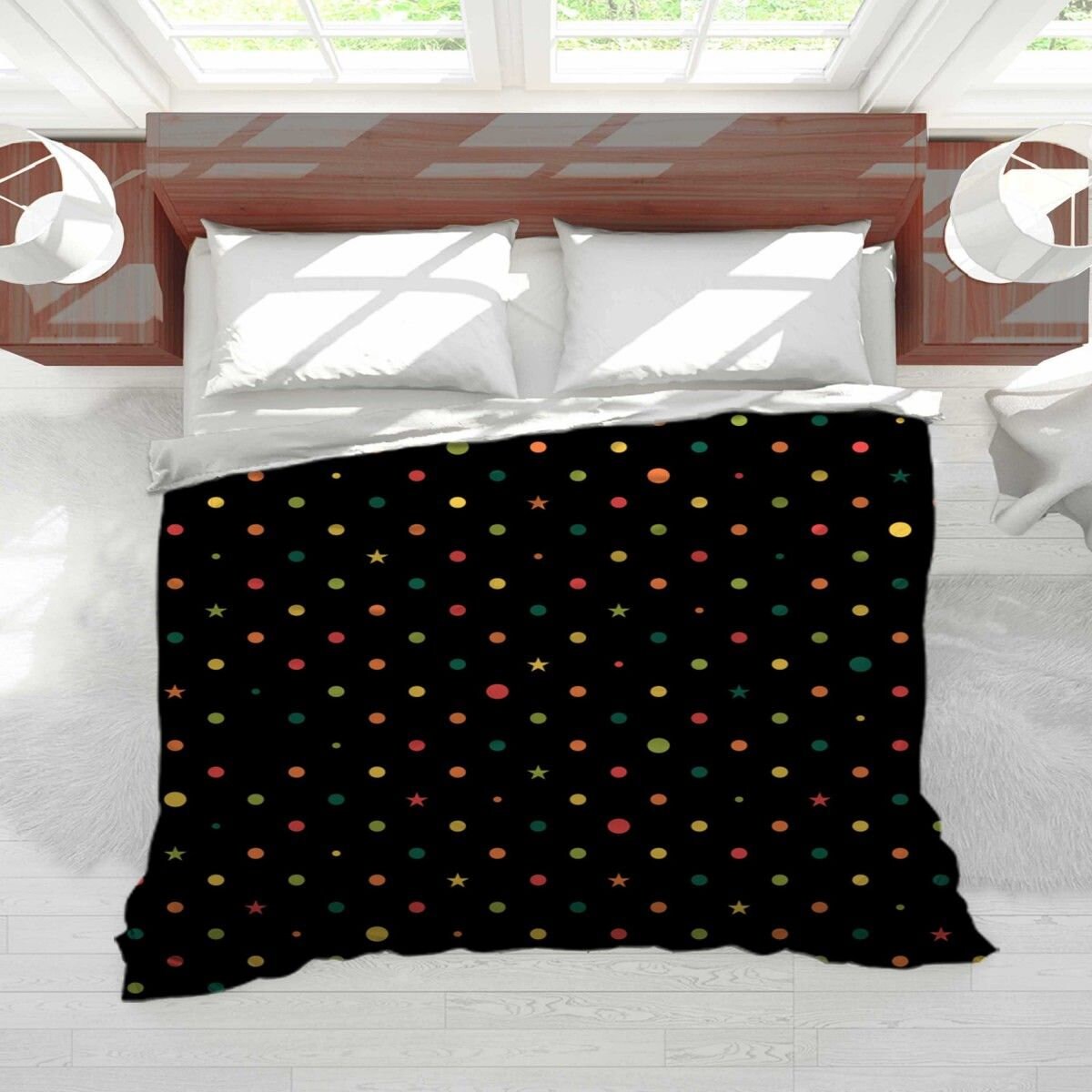 rainbow polka dot comforter